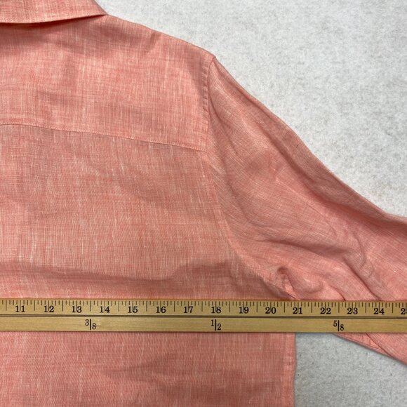 Chicos No Iron Tunic Shirt Women's 1 Salmon 3/4 Sleeve 100% Linen Blouse Dress - Picture 9 of 10